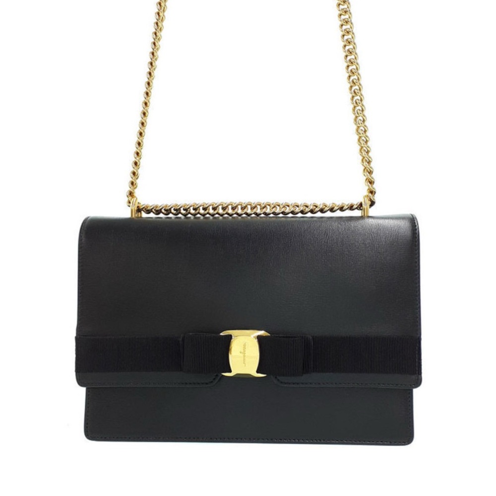 Salvatore Ferragamo Black Leather Crossbody Bag
